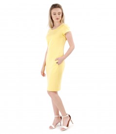 Elastic jersey dress with side pockets