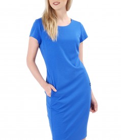 Elastic jersey dress with side pockets