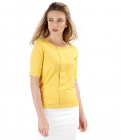 Elastic jersey blouse with fold and crystals