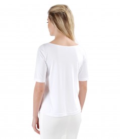 Elastic jersey blouse with fold and crystals