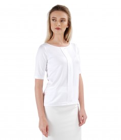 Elastic jersey blouse with fold and crystals