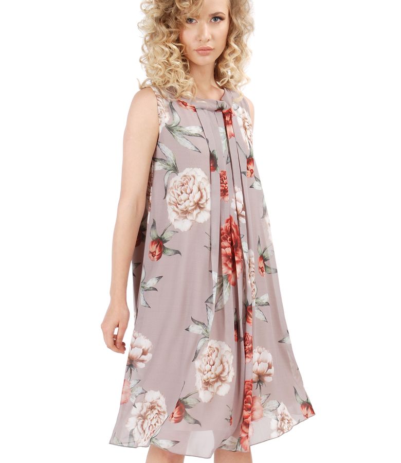 Veil dress with floral print
