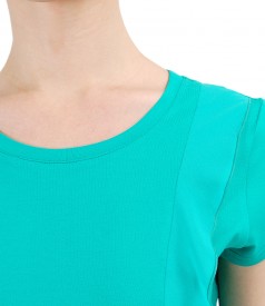 Elastic jersey blouse with veil inserts