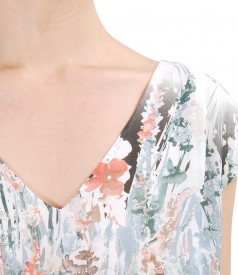 Casual blouse with printed veil