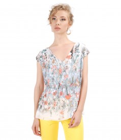 Casual blouse with printed veil