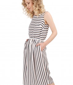 Viscose dress printed with stripes