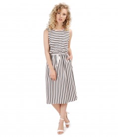 Viscose dress printed with stripes