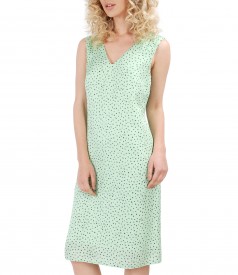 Flared viscose dress printed with lace corner