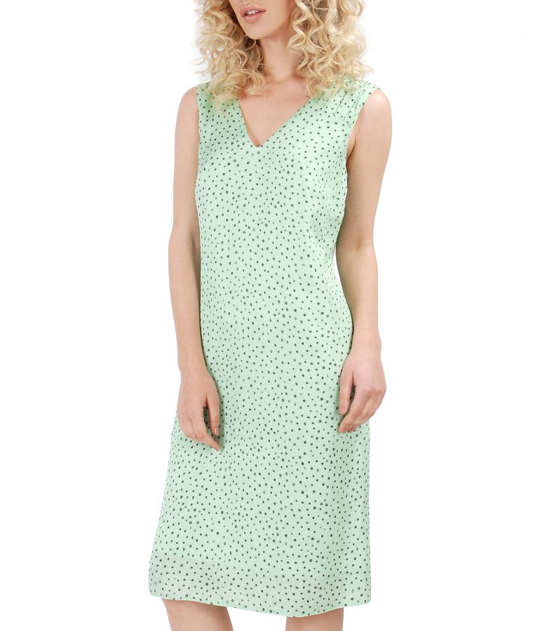 Flared viscose dress printed with lace corner