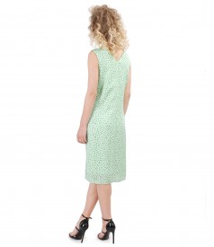 Flared viscose dress printed with lace corner