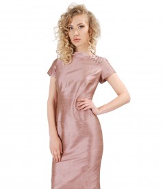 Silk taffeta dress with pearl