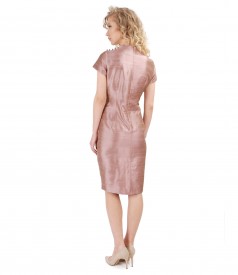 Silk taffeta dress with pearl