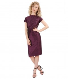 Silk taffeta dress with pearl