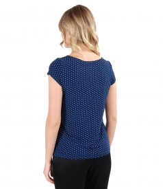 Elastic jersey blouse with lace corner print