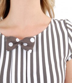 Elastic jersey blouse with stripes print