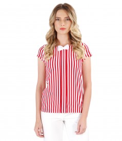 Elastic jersey blouse with stripes print