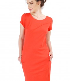 Elastic jersey dress with side pockets