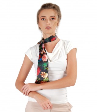 Elastic natural silk scarf