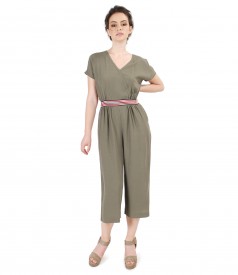 Viscose jumpsuit with pockets and elastic trim