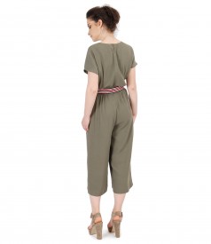 Viscose jumpsuit with pockets and elastic trim