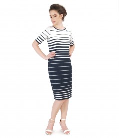 Jersey navy dress with stripes