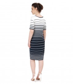 Jersey navy dress with stripes