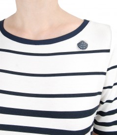 Jersey navy dress with stripes