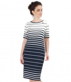 Jersey navy dress with stripes