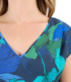 Casual blouse with viscose front and floral print