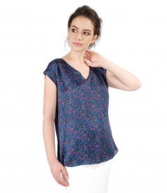 Casual blouse with silk front and floral print