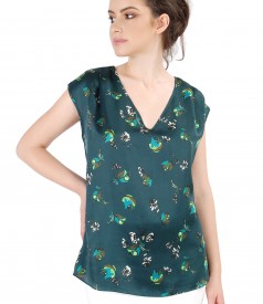 Silk casual blouse with floral print