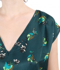 Silk casual blouse with floral print