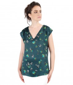 Silk casual blouse with floral print