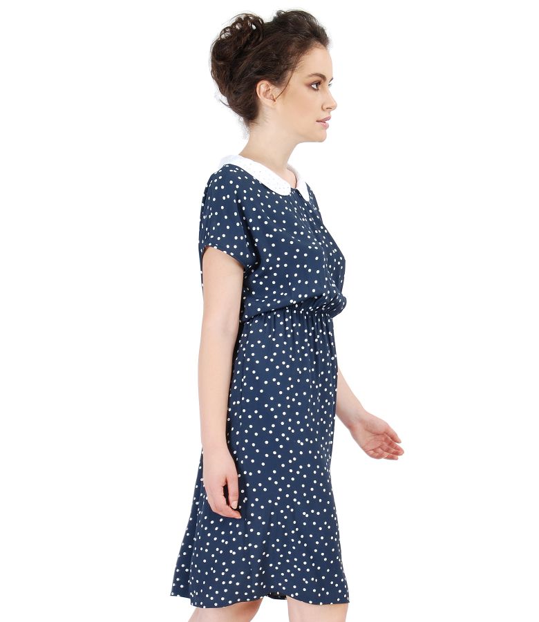 Viscose dress printed with lace corner