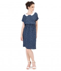 Viscose dress printed with lace corner