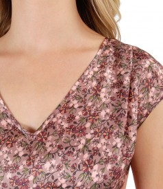 Silk casual blouse with floral print