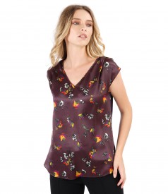 Silk casual blouse with floral print