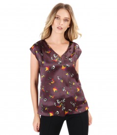 Silk casual blouse with floral print