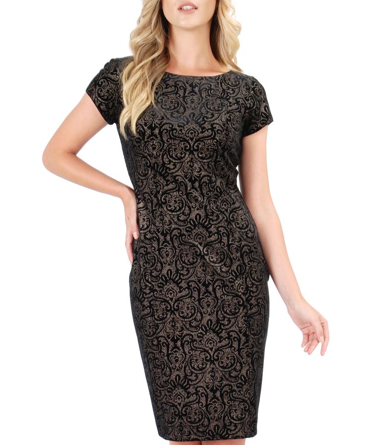 Evening dress made of elastic printed velvet