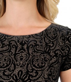 Evening dress made of elastic printed velvet