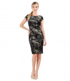 Evening dress made of elastic brocade velvet