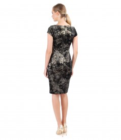 Evening dress made of elastic brocade velvet