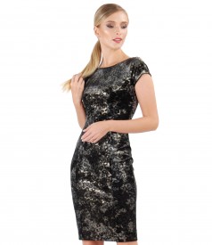 Evening dress made of elastic brocade velvet