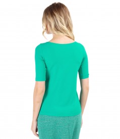 Elastic jersey blouse with fold and crystals