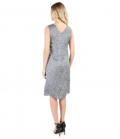 Flared viscose dress printed with lace corner