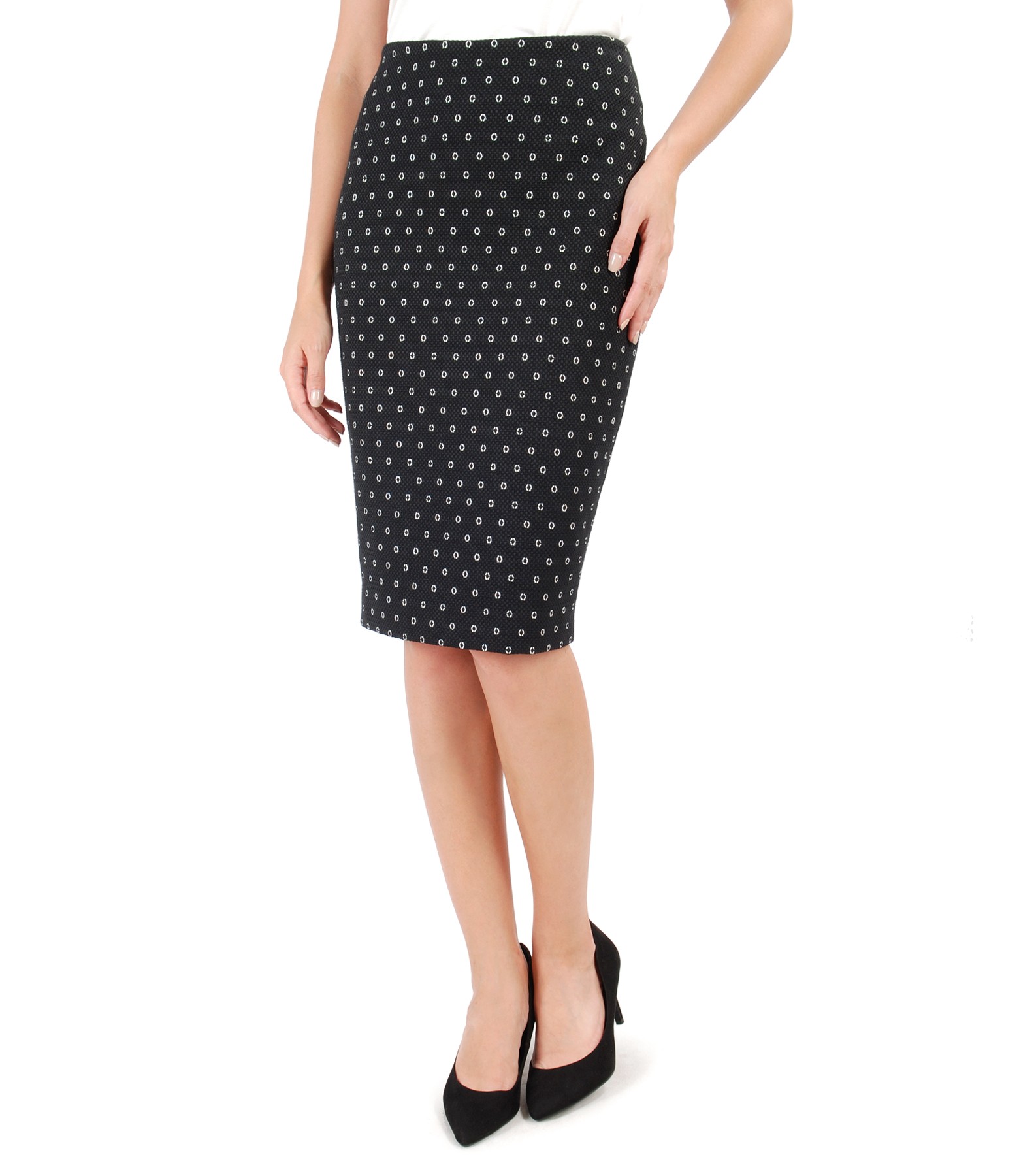 Office skirt made of printed cotton black - YOKKO