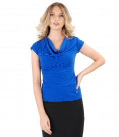 Elastic jersey blouse with folds