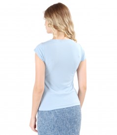 Elastic jersey blouse with folds