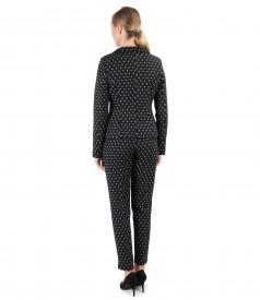 Office woman suit with jacket and printed cotton pants