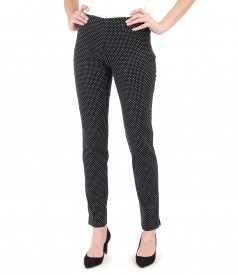 Ankle pants made of elastic fabric brocade with lace corner
